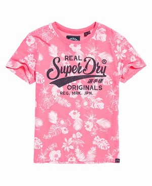 Superdry Real Originals Mono Tropical Női Pólók Rózsaszín | JSVEH0315